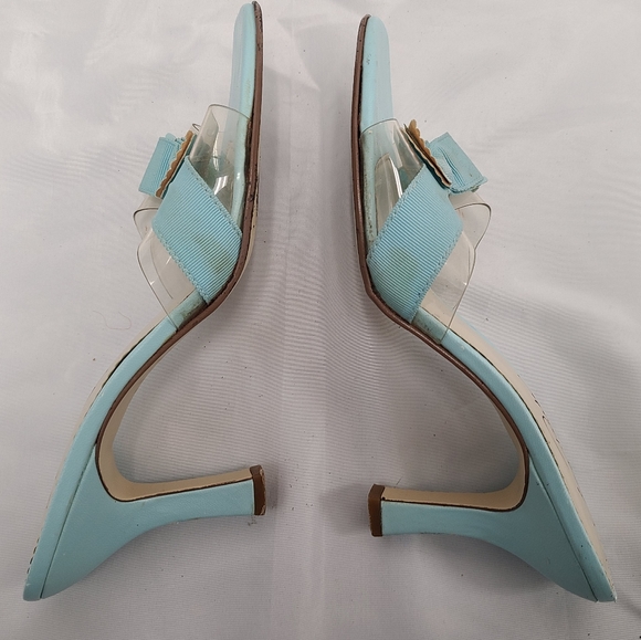 Lucy Pereda Blue Leather Heels with bow - Picture 2 of 7